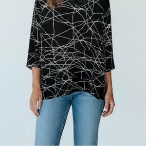 Habitat “Clothes to Live In” Black & White Abstract Dot Print Tunic - Size M